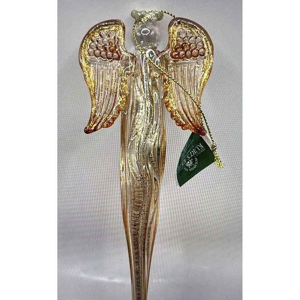 Kurt Adler Spun‎ Glass Angel Ornament Christmas Tree Vtg D3661 Star Halo Wings